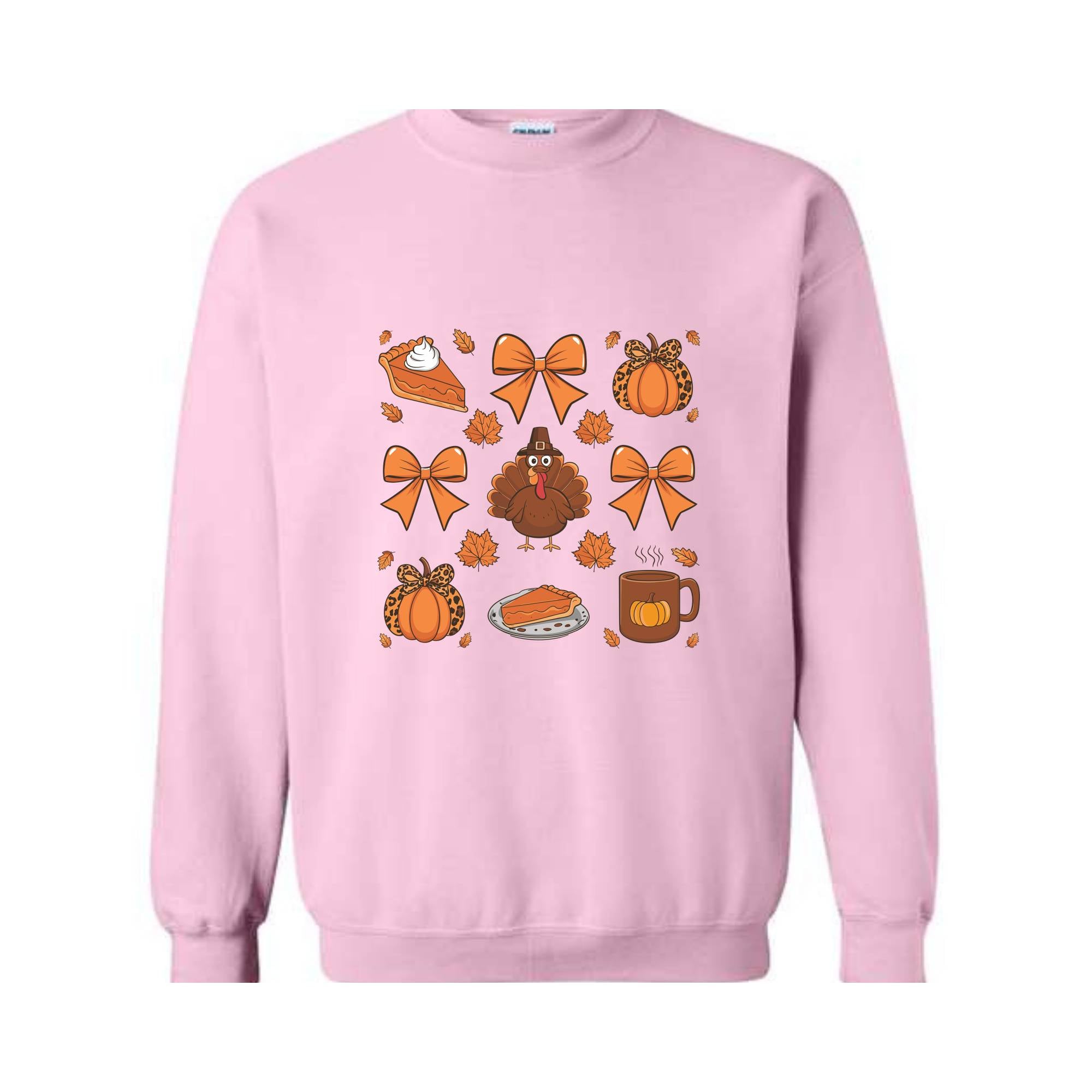 Thanksgiving Coquette Bow Shirt, Turkey Coquette Sweater, Cute Autumn Shirt, Fall Graphic Sweat, Thanksgiving Tee, Pumpkin Coquette Shirt