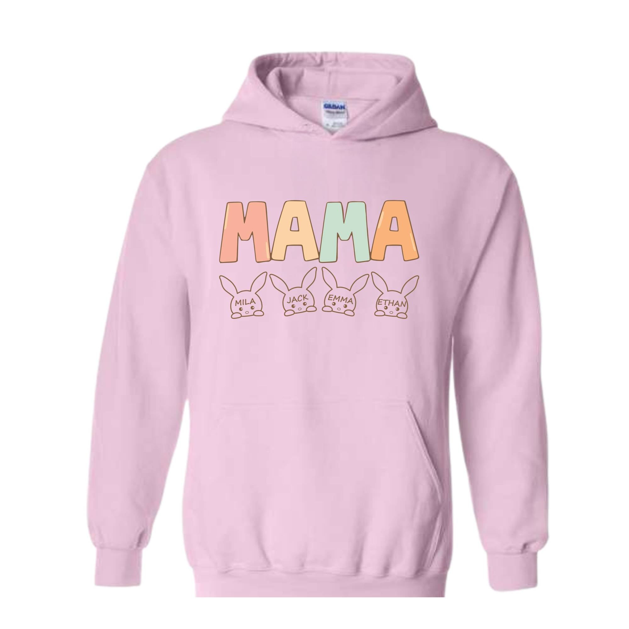 Custom Mama Easter Hoodie , Mama Hoodie With Kids Names, Happy Easter Hoodie , Personalized Easter Day Hoodie