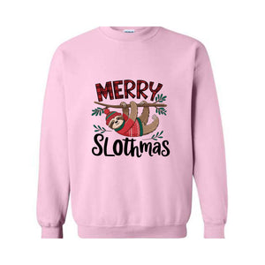 Merry Slothmas Sweatshirt, Trendy Christmas Hoodie, Funny Christmas Sweater, Sloth Lover Gift, Sloth Christmas Hoodie