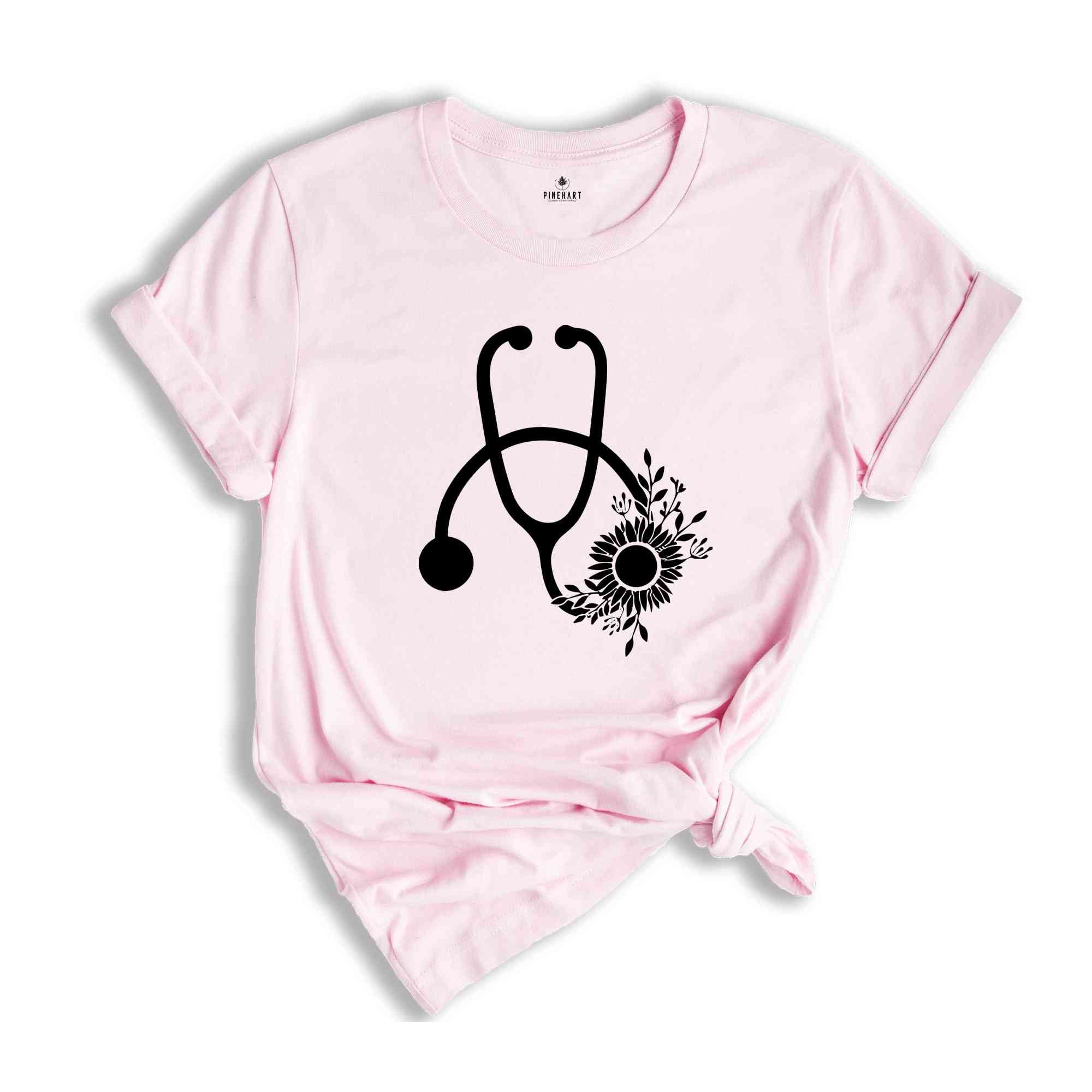 Cute Nurse T-Shirt, Floral Stethoscope T Shirt, Nursing School Gift, Healthcare Gift, Medicine Shirt, Doctor Tshirt, Medical Assistant Tees