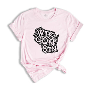 Wisconsin State Shirt, Wisconsin State Map Shirt, Wisconsin Travel Gifts, Wisconsin Clothing, Wisconsin Apparel