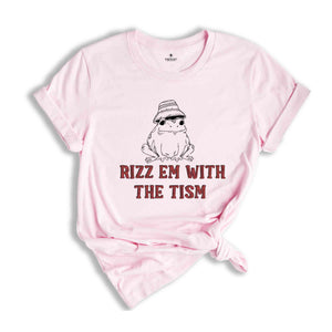 Rizz Em With The Tism Sweatshirt, Funny Frog Sweatshirt, Funny Phrase Sweatshirt, Frog With Hat Sweatshirt, Sarcastic Sweatshirt