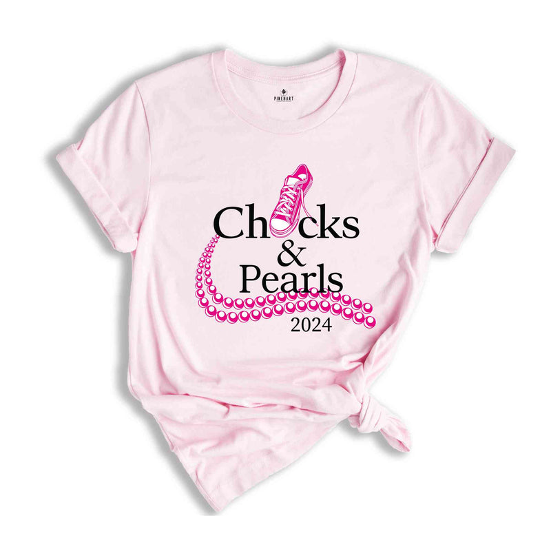 Chucks & Pearls 2024 Election T-Shirt, Kamala Harris Tee, Kamala Harris President 2024 Shirt, Usa Elections Gifts