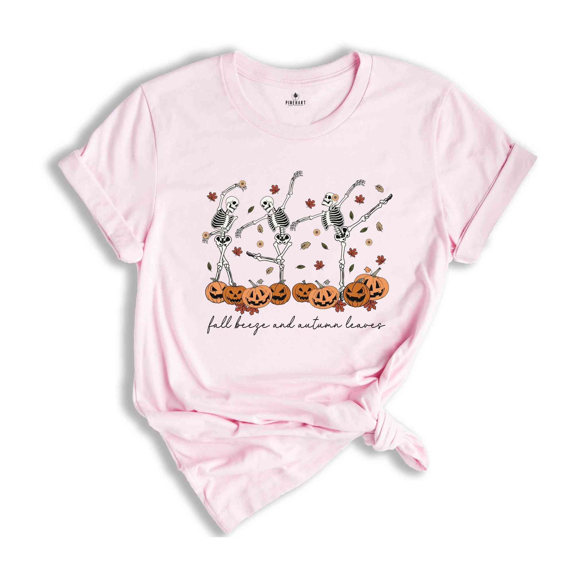 Fall Beeze And Autumn Leaves Shirt, Skeleton Autumn Shirt, Skeleton Shirt, Fall Vibes Shirt, Thankful Shirt, Pumpkin Spice Shirt