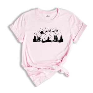 Christmas Night Shirt, Santa Sleigh Shirt, Reindeer T-Shirt, Starry Forest Shirt, Snowman Shirt, Christmas Eve night