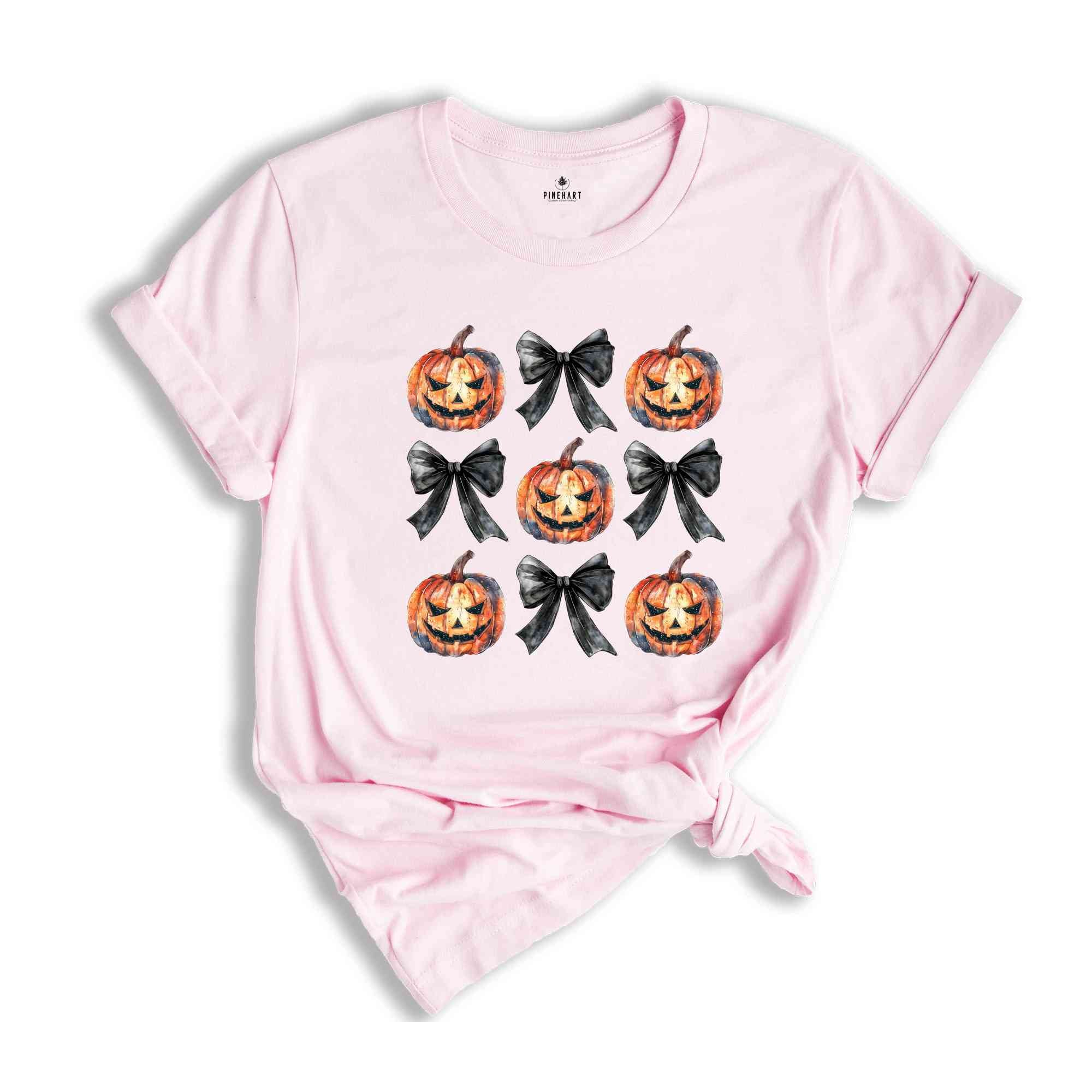 Halloween Coquette Shirt, Halloween Bow Shirt, Pumpkins And Bows Tee, Coquette Pumpkin Shirt, Halloween Gifts, Trick Or Treat Shirt