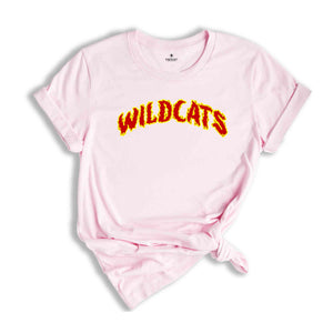 Team Mascot Shirt, Wildcats Team Shirt, Wildcats Football Shirt, Wildcats Fan Shirt, Wildcats School Shirt, Personalized Flame Shirt