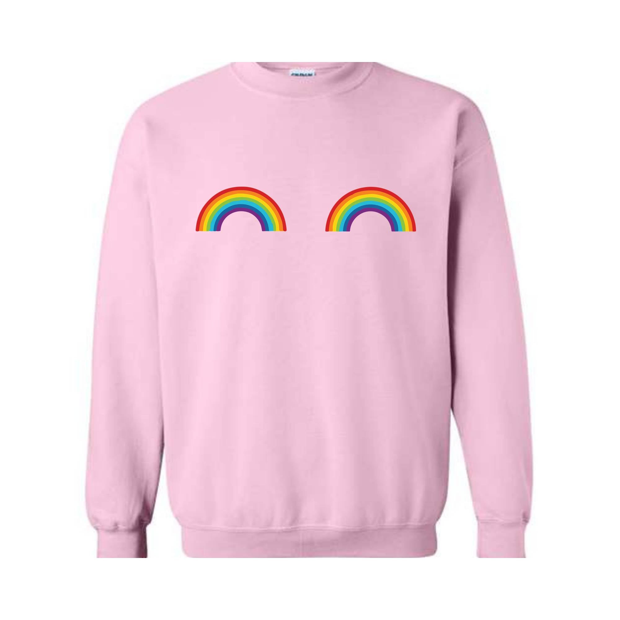 Rainbow boobs Sweatshirt, Cute boobs Crewneck, Breast Boobs Sweatshirt, Free the Nipple Sweatshirt, Gay Pride Sweatshirt, LGBT Crewneck