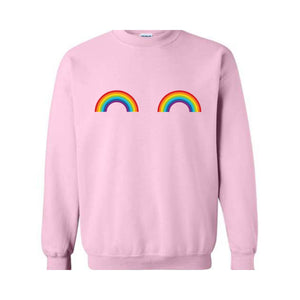 Rainbow boobs Sweatshirt, Cute boobs Crewneck, Breast Boobs Sweatshirt, Free the Nipple Sweatshirt, Gay Pride Sweatshirt, LGBT Crewneck