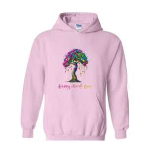 Mardi Gras Tree Sweatshirt, Retro Mardi Gras Louisiana Sweater, Happy Mardi Gras Hoodie, Fat Tuesday Sweatshirt, Mardi Gras Carnival Gift