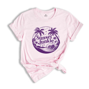 Sunset Junkie Shirt, Beach Vibes Tee, Floral Shirt, Summer Vibes Shirt, Beach Sunset Shirt, Gift For Her