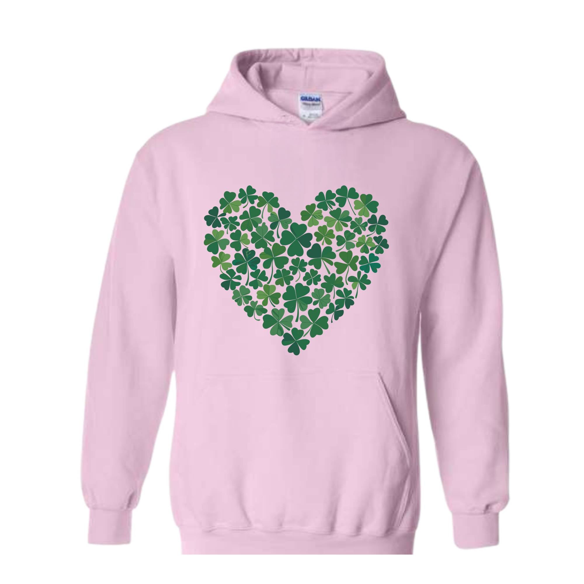 St. Patrick's Heart Sweatshirt, Shamrock Heart Hoodie, Lucky Shamrock Hoodie, Saint Patrick's Gift, Lucky Four Leaf Hoodie, Clover Hoodie