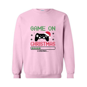 Game On Christmas Loading Sweatshirt, Christmas Gaming Hoodie, Gamer Christmas Gift, Game Controller Hoodie, Gamer Hoodie, Game Player Tee