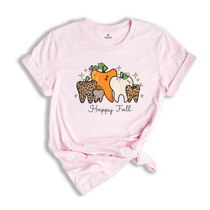 Happy Fall Dentist Shirt, Fall Shirt, Dentist Thanksgiving T-Shirt, Pumpkin Teeth Shirt, Dental Halloween Shirts, Trick Or Teeth Tee