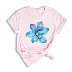 Blue Watercolor Flower Shirt, Daisy Flower Shirt, Plants Lover Gift, Botanical Shirt, Plant Mom Shirt, Flower Shop Shirt