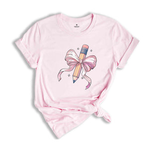 Coquette Teacher T-shirt, Coquette Pencil Bow T-shirt, Back To School Tee, Teacher Appreciation Gift, Gifts For Teachers