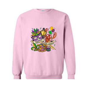 Mardi Gras Theme Sweatshirt, Festival Ready Hoodie, Colorful Carnival Sweater, Party Wear, Mardi Gift