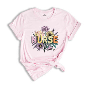 Nurse Flower Shirt, Gift For Nurse, Nursing Student Shirt, Registered Nurse, Graduation Shirt, Nursing School Tee, RN Tee, Nurse Shirt