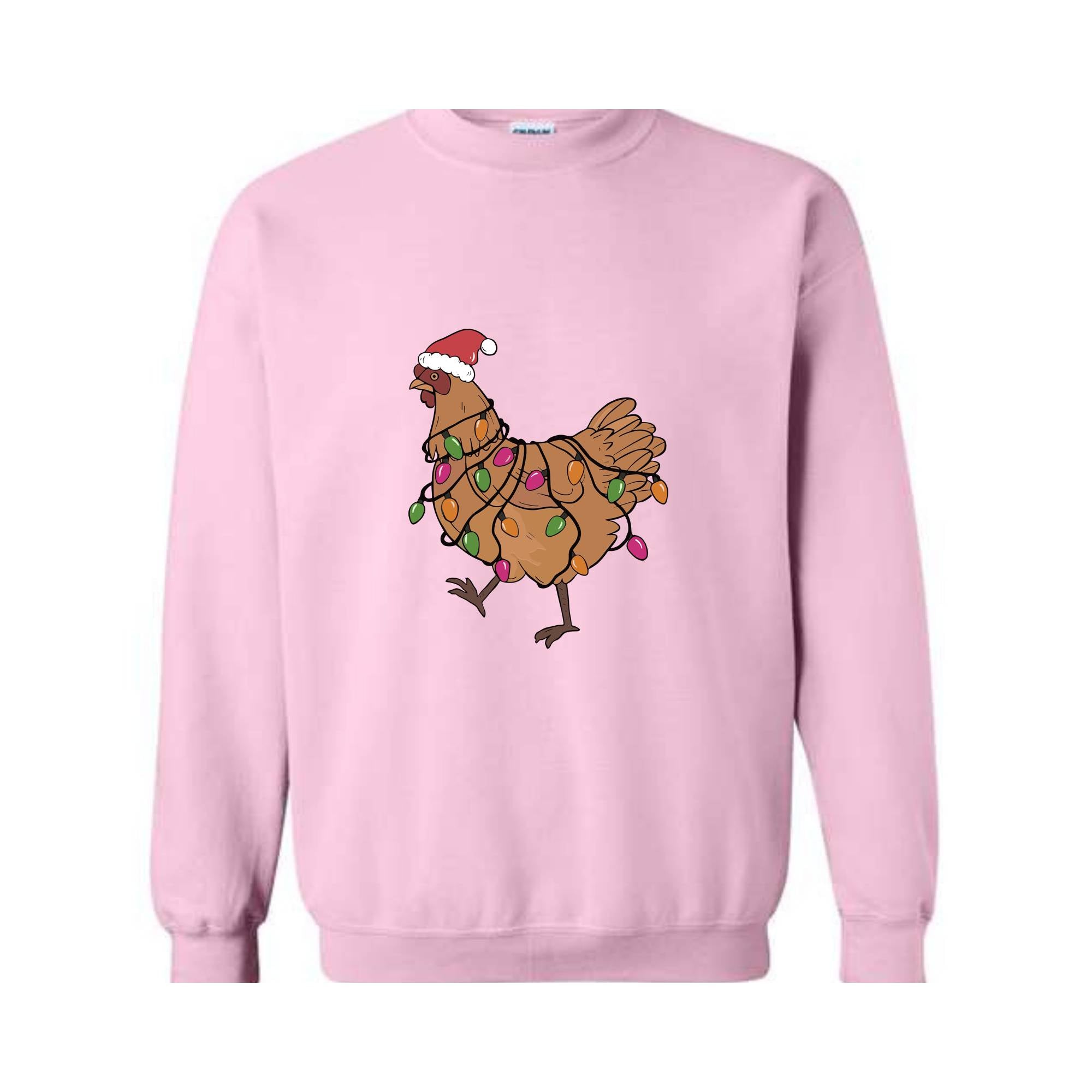 Chicken Christmas Lights Sweatshirt, Animal Christmas Sweatshirt, Farm Christmas Sweatshirt, Funny Chicken Lover, Women Chicken Hoodie