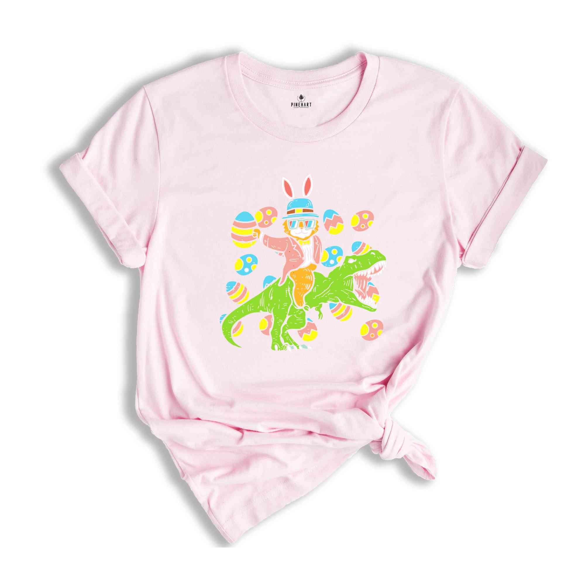 Easter Bunny Riding Dino T-Shirt, Love Easter Shirt, Cute Bunny Shirt, Easter Flower Shirt, Easter Family Shirt, Dinosaur T-Shirt