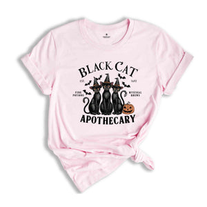 Black Cat Apothecary tshirt, Vintage Halloween Black Cat Shirt, Cat Lover Shirt, Retro Halloween Shirt, Halloween Shirt