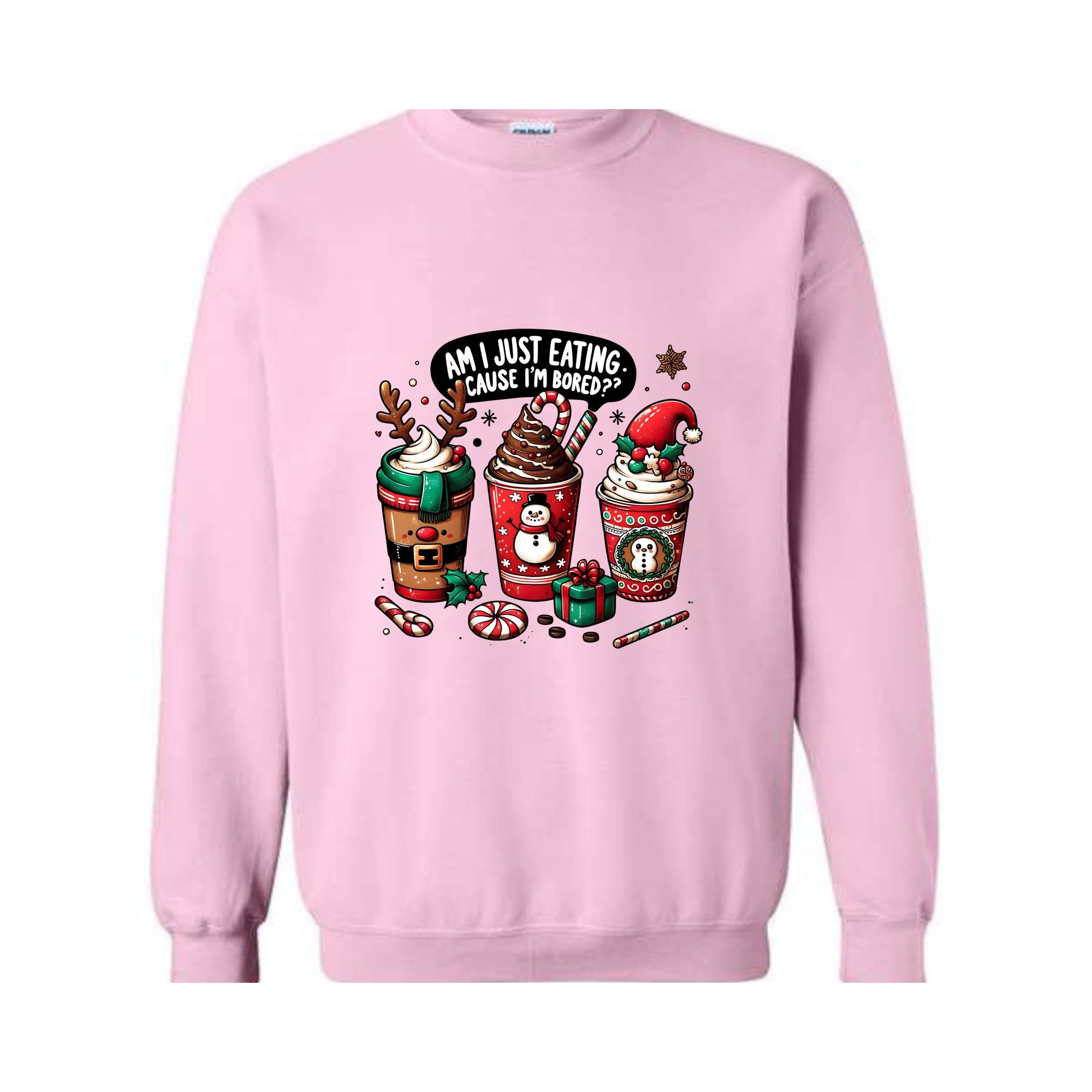 Am I Just Eating Cause I'M Bored Sweatshirt, Christmas Sweatshirt, Christmas Coffee Sweatshirt, Coffee Lover Sweatshirt