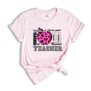 Back To School Shirt , Leopard Teacher Shirt, Teacher Appreciation Shirt, Leopard Apple Teacher Shirt, Kindergarten teacher tee