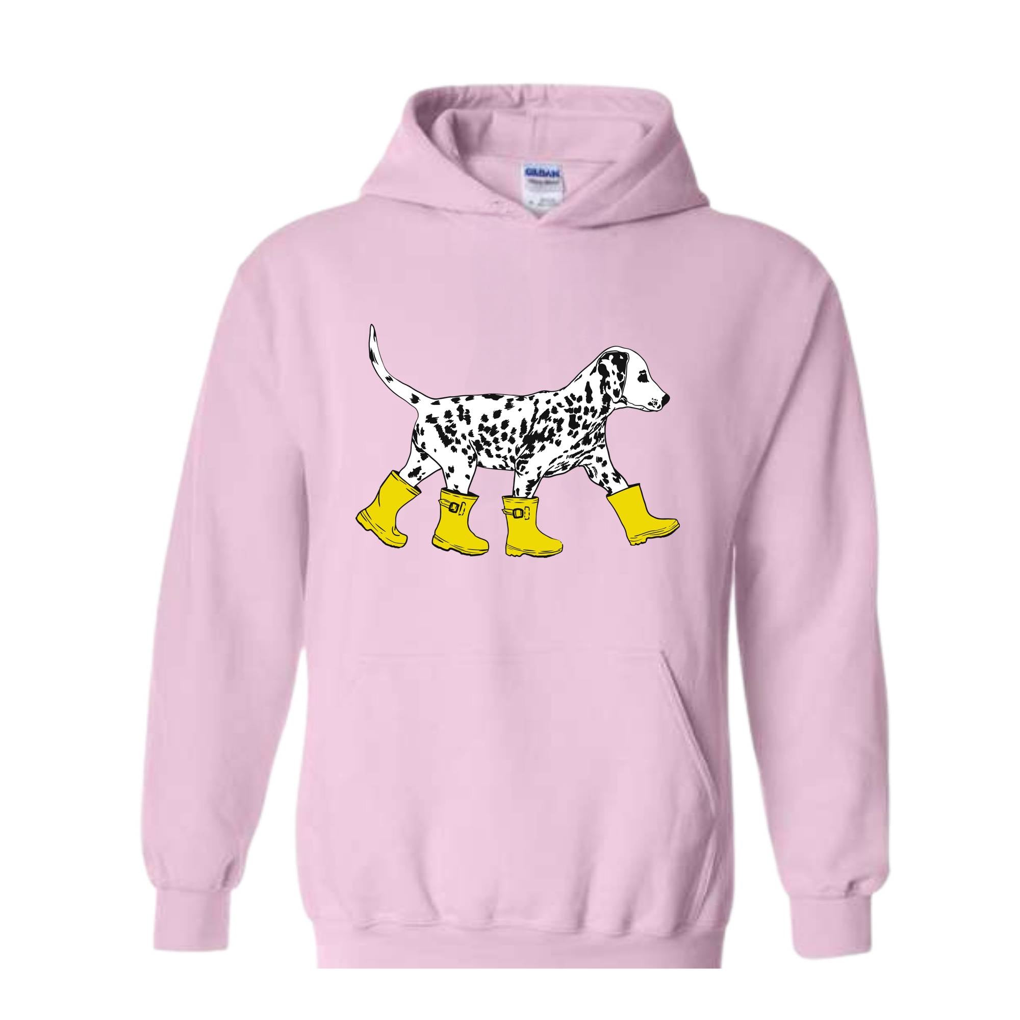 Dog in Boots Sweatshirt, Cute Dalmation Dog Hoodie, Dog Lover Hoodie, Winter Dog Sweater, Dalmation Dog Hoodie, Dog Lover Hoodie