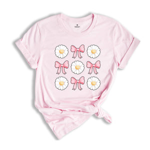 Coquette Daisy Shirt, Coquette Shirt, Bowknot Shirt, Daisies Shirt, Cute Summer Shirt, Daisy Shirt, Flowers Shirt, Bows Shirt, Pink Bow Tee