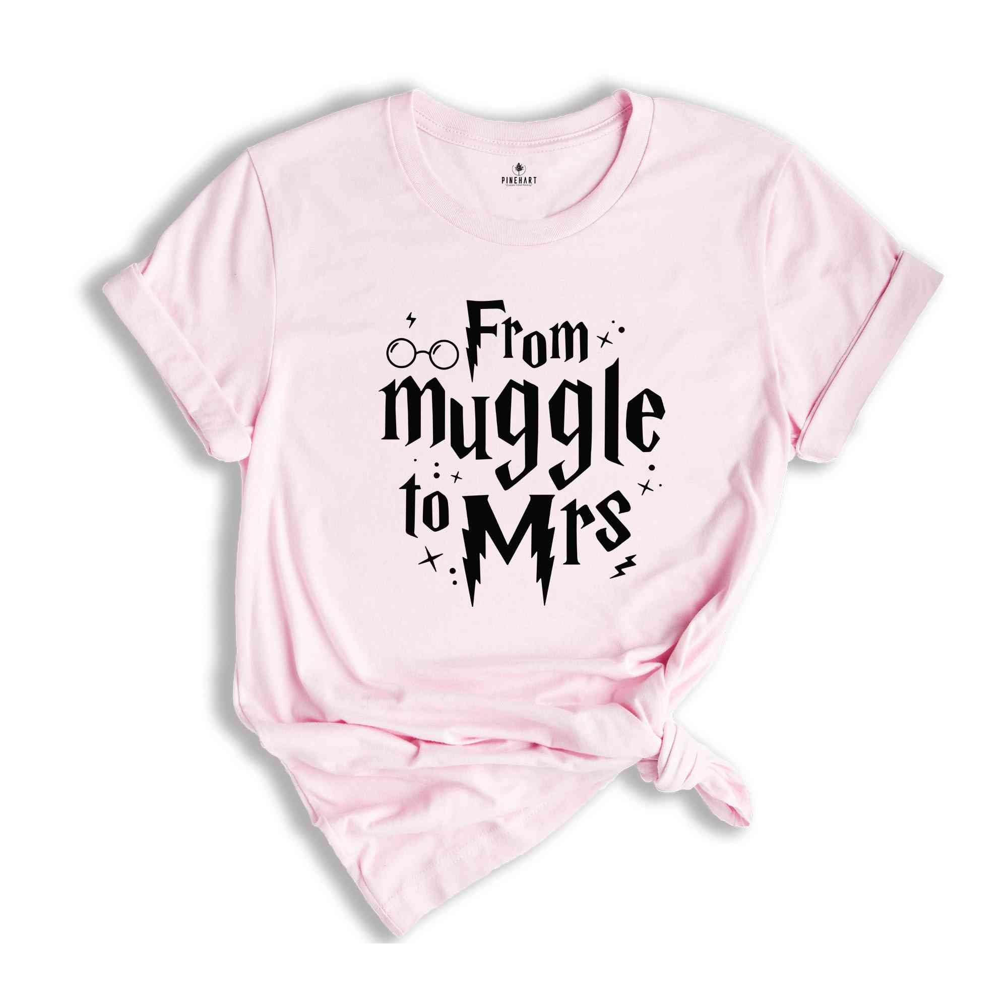 From Muggle to Mrs Shirt, Bridal Bachelorette, Potterhead Bridal Shirt, Harry Potter Fan Wedding, HP Wedding Shirt, Bookish Shirt