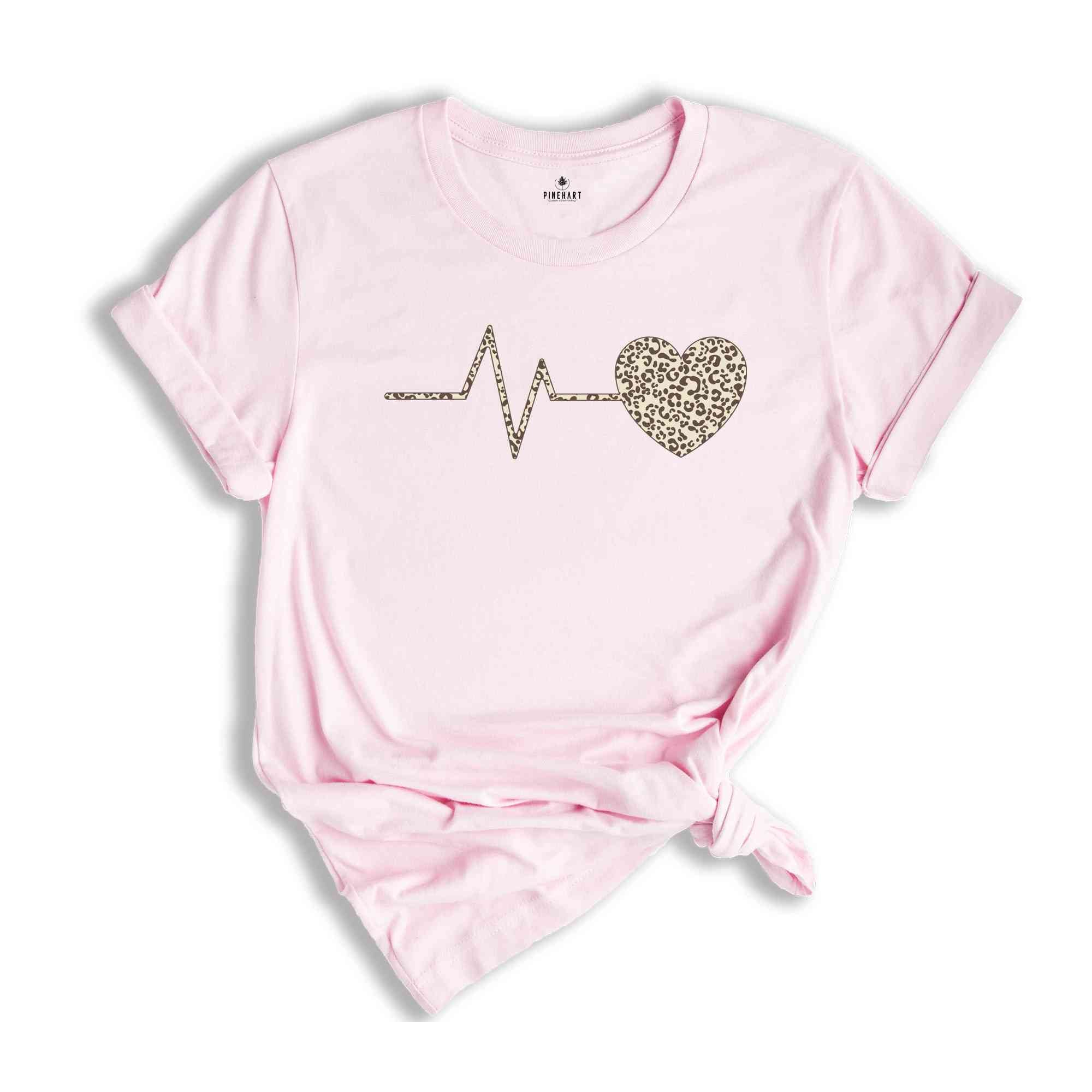 Leopard Heartbeat Shirt, Pulse Shirt, Nurse Shirt, Health Care Shirt, Leopard Heart Shirt, Lifeline Shirt, Cardiogram Shirt