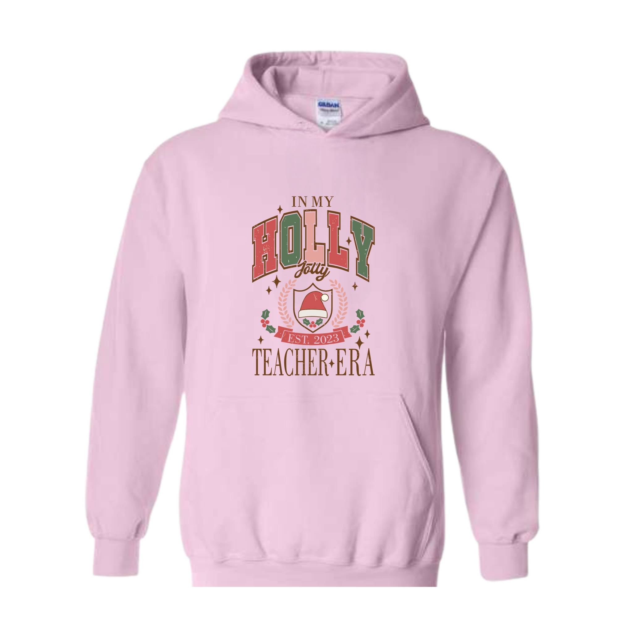 In My Holly Jolly Teacher Era Sweatshirt, Merry Teacher Sweatshirt, Teacher Holiday Sweater, Teacher Xmas Gifts