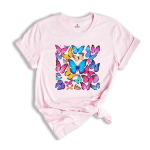 Rainbow Butterfly T-shirt, Cute Butterfly Gift, watercolor Butterflies Shirt, Cute Gift for Women, Summer Shirt, Cute Butterfly Shirt