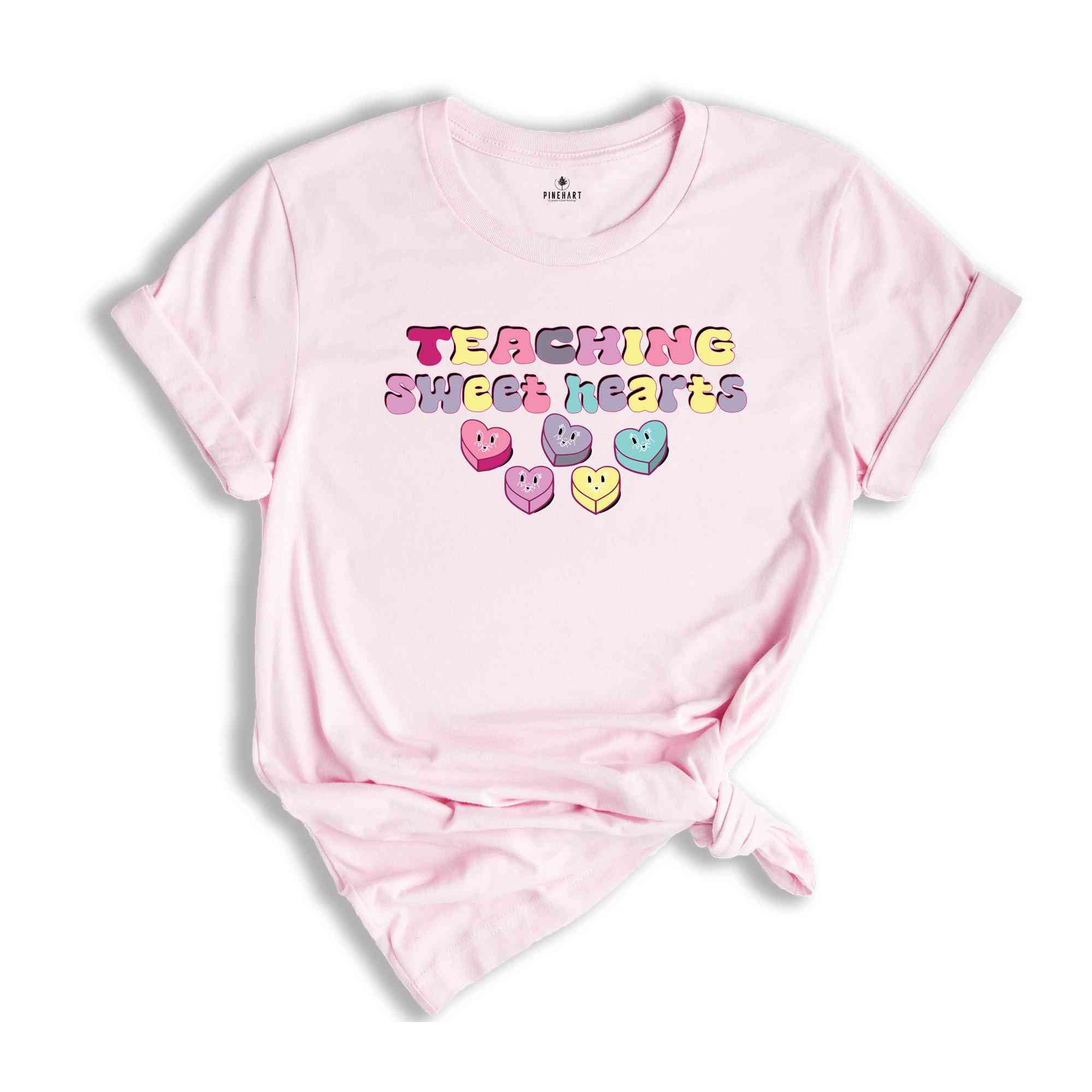 Teaching Sweethearts Valentine Shirt, Love Teach Tee, Teacher Valentine Gift, Heart Print T-shirt, Cute Valentine's Tee