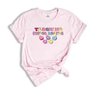 Teaching Sweethearts Valentine Shirt, Love Teach Tee, Teacher Valentine Gift, Heart Print T-shirt, Cute Valentine's Tee