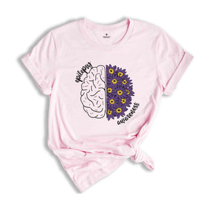 Epilepsy Awareness Shirt, Epilepsy Shirt, Motivational Shirt, Purple Ribbon Shirt, Awareness Gift, Flowers Shirt