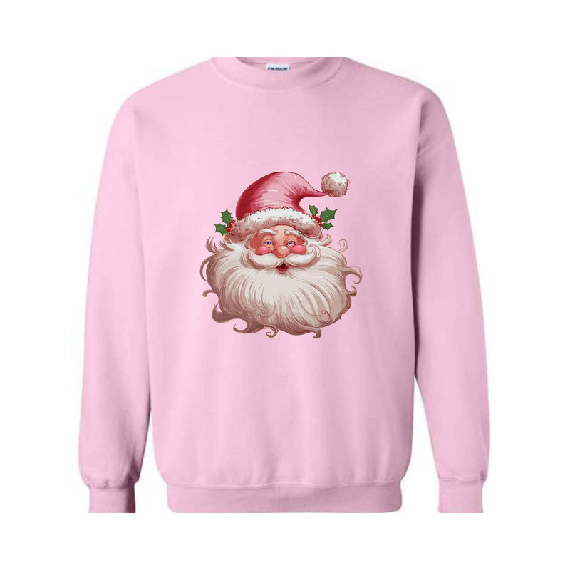 Pink Santa Retro Christmas Sweatshirts, Pink Christmas Matching Family Sweaters, Pink Vintage Holiday Sweat, Xmas Santa Sweatshirt