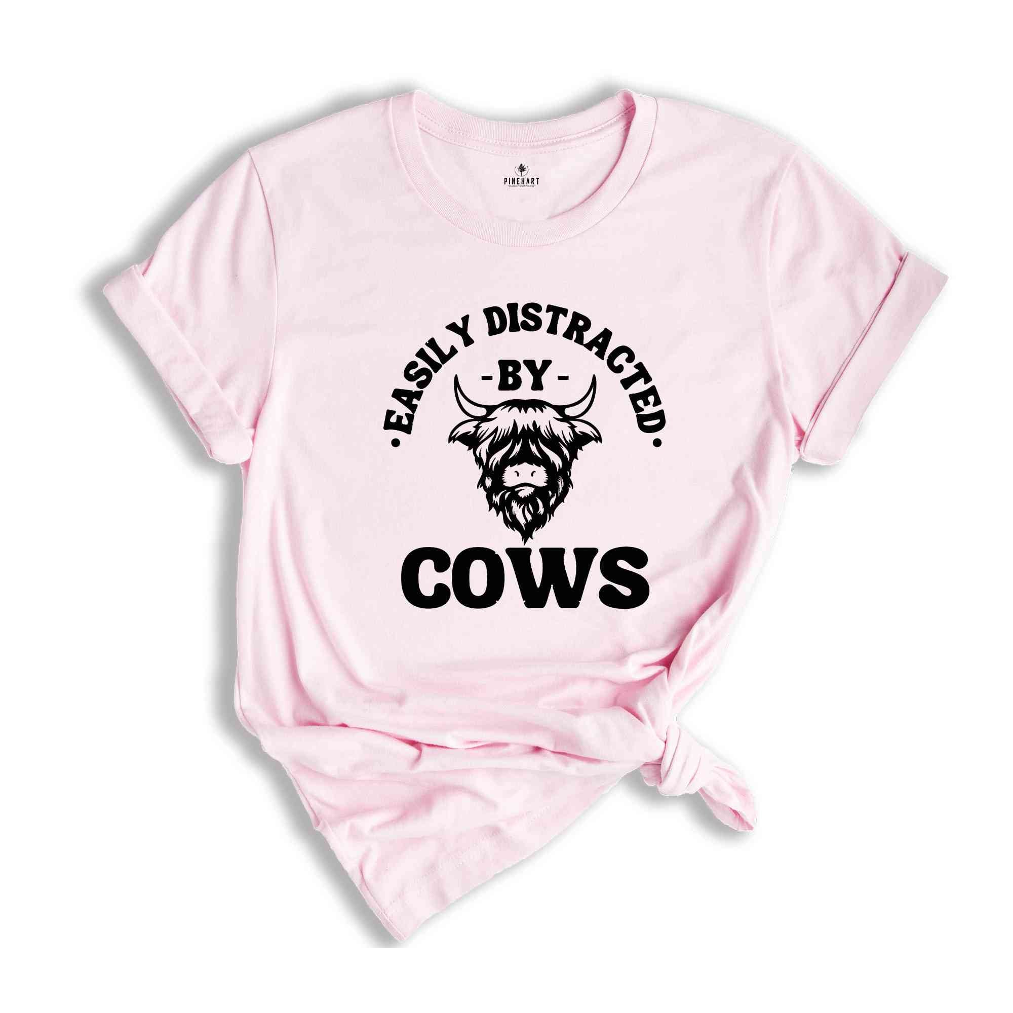 Easily Distracted By Cows T-shirt, Cow T-shirt, Animal Lover T-shirt, Cute Cow T-shirt, Funny Animal T-shirt