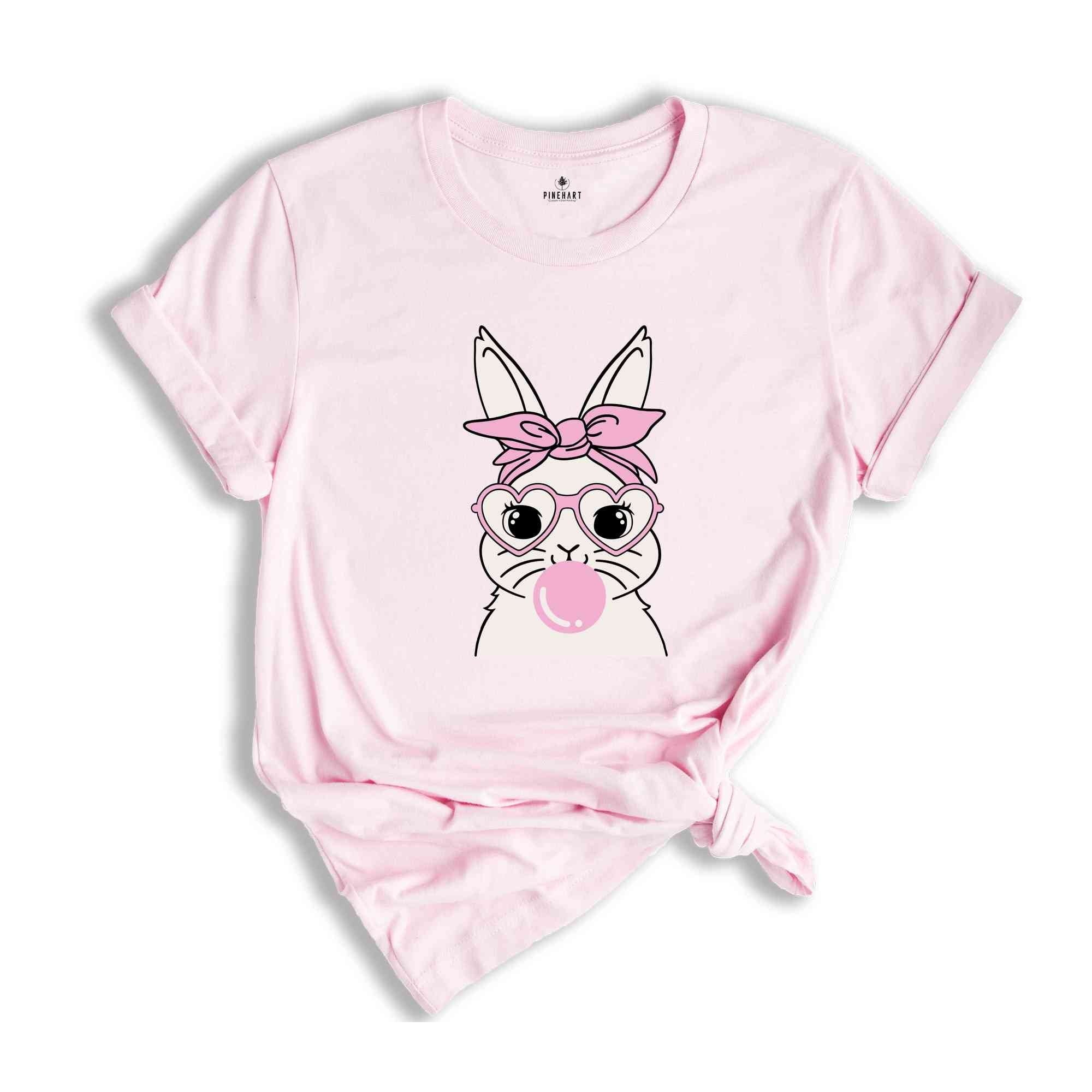 Bunny With Glasses Shirt, Easter Tshirt, Ladies Easter Bunny Tee, Easter Day Gift, Bunny With Glasses Tee