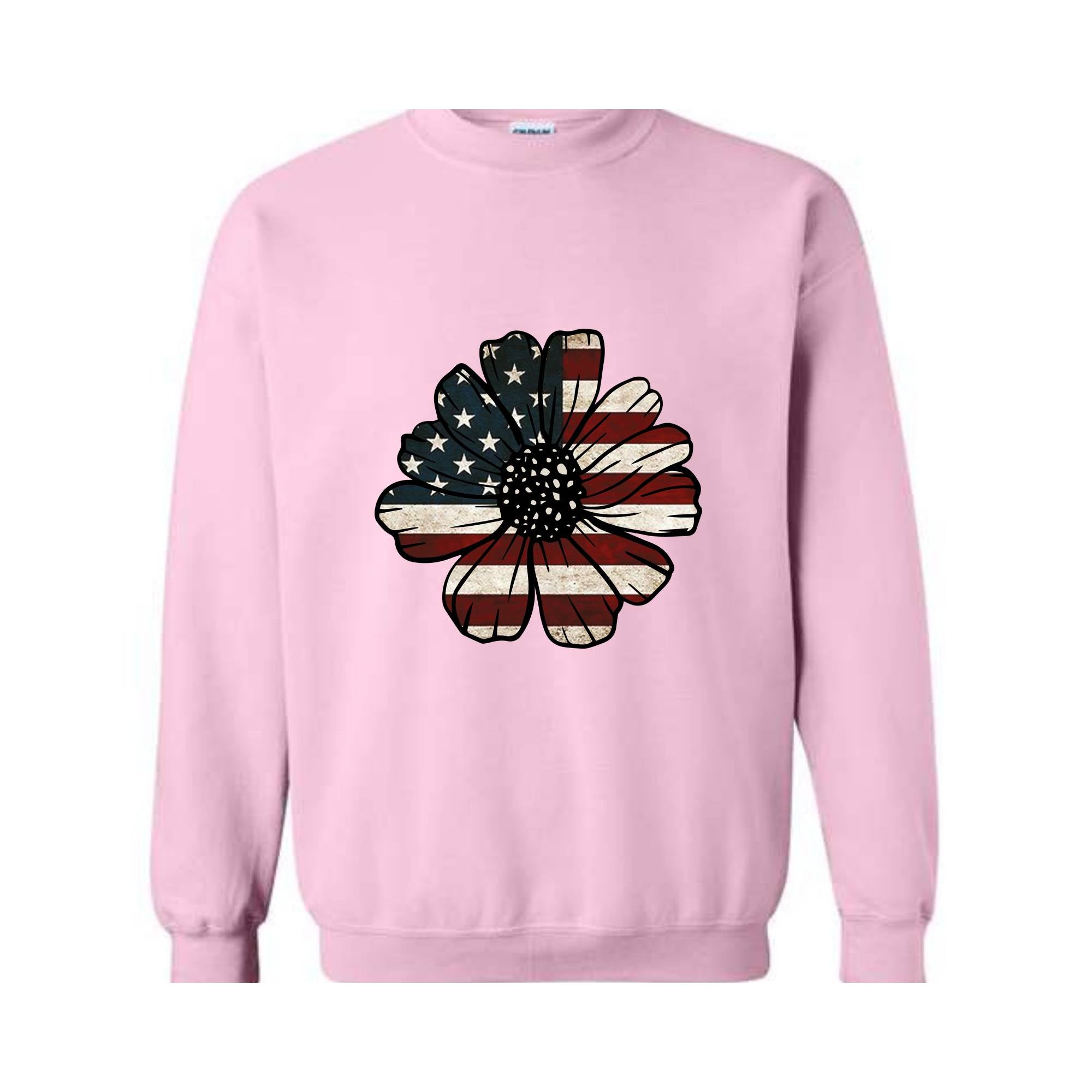 USA Flag Flower Sweatshirt, Independence Day Sweatshirt, 4th Of July Flag Graphic Hoodie, Freedom Sweatshirt, America Sweatshirt