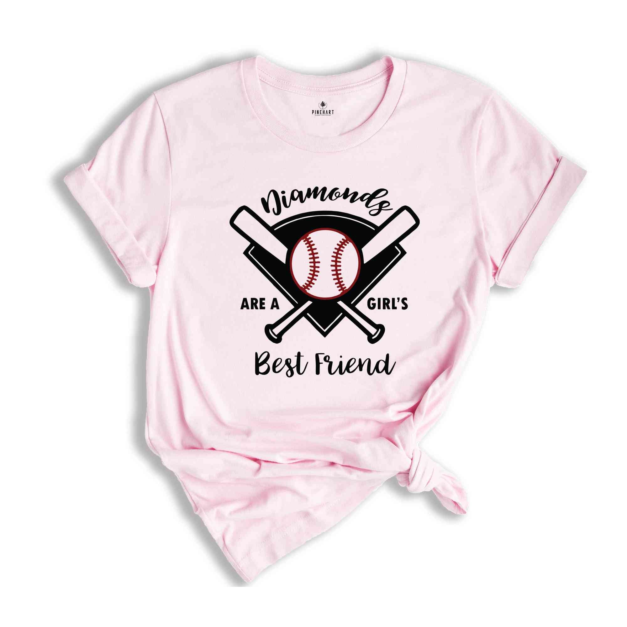 Baseball Shirt Women, Softball Shirts, Womans Cute Shirt, Baseball Shirts With Sayings, Cute Softball Tees, Diamonds Are A Girls Best Friend