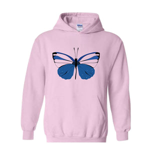 Blue Butterfly Sweatshirt, Butterfly Lover Sweatshirt, Butterfly Hoodie, Butterflies Sweater, Blue Lover Gift, Woman Butterfly Sweatshirt