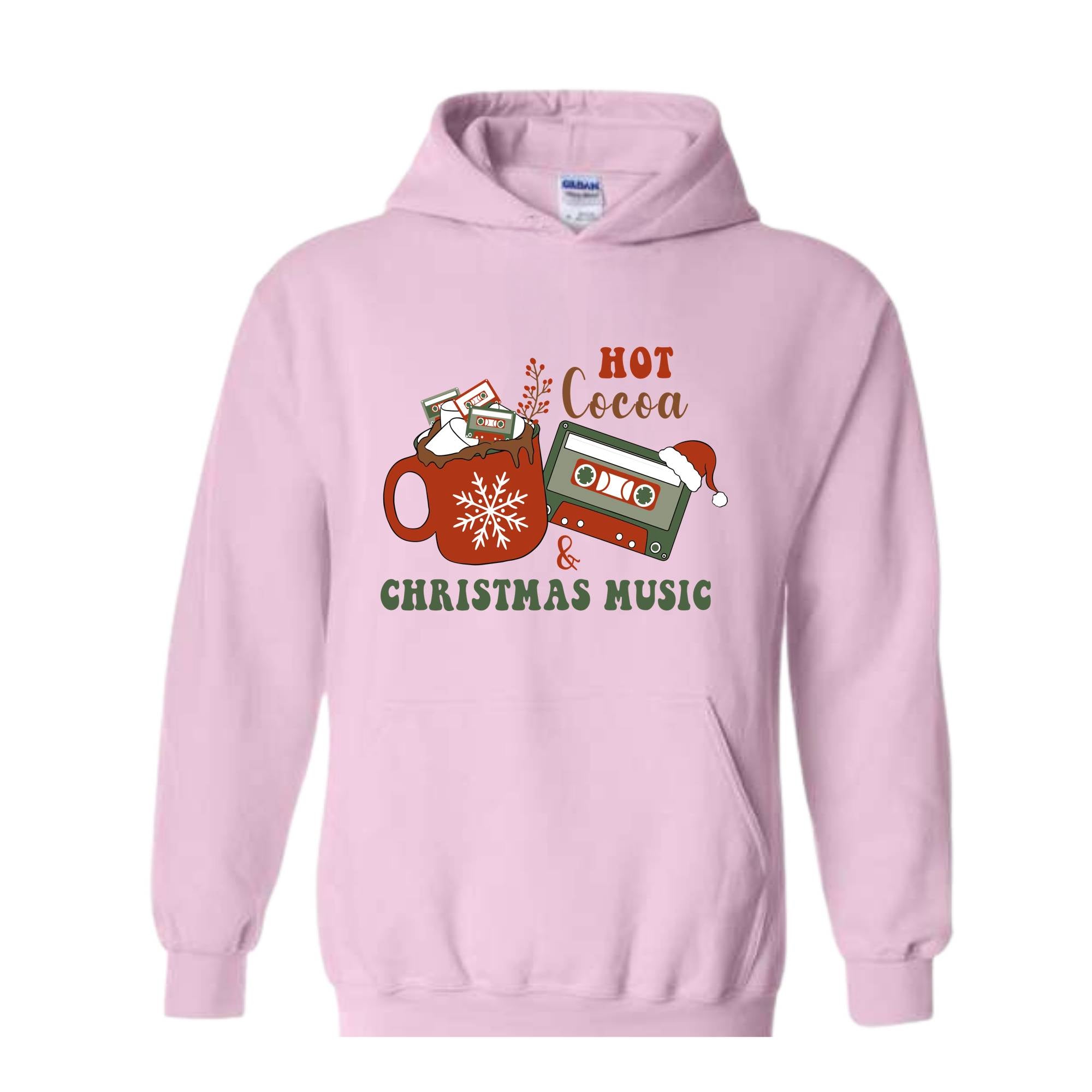 Hot Cocoa and Christmas Music Hoodie, Christmas Party Sweater, Christmas Family, Hot Cocoa Drinks Hoodie