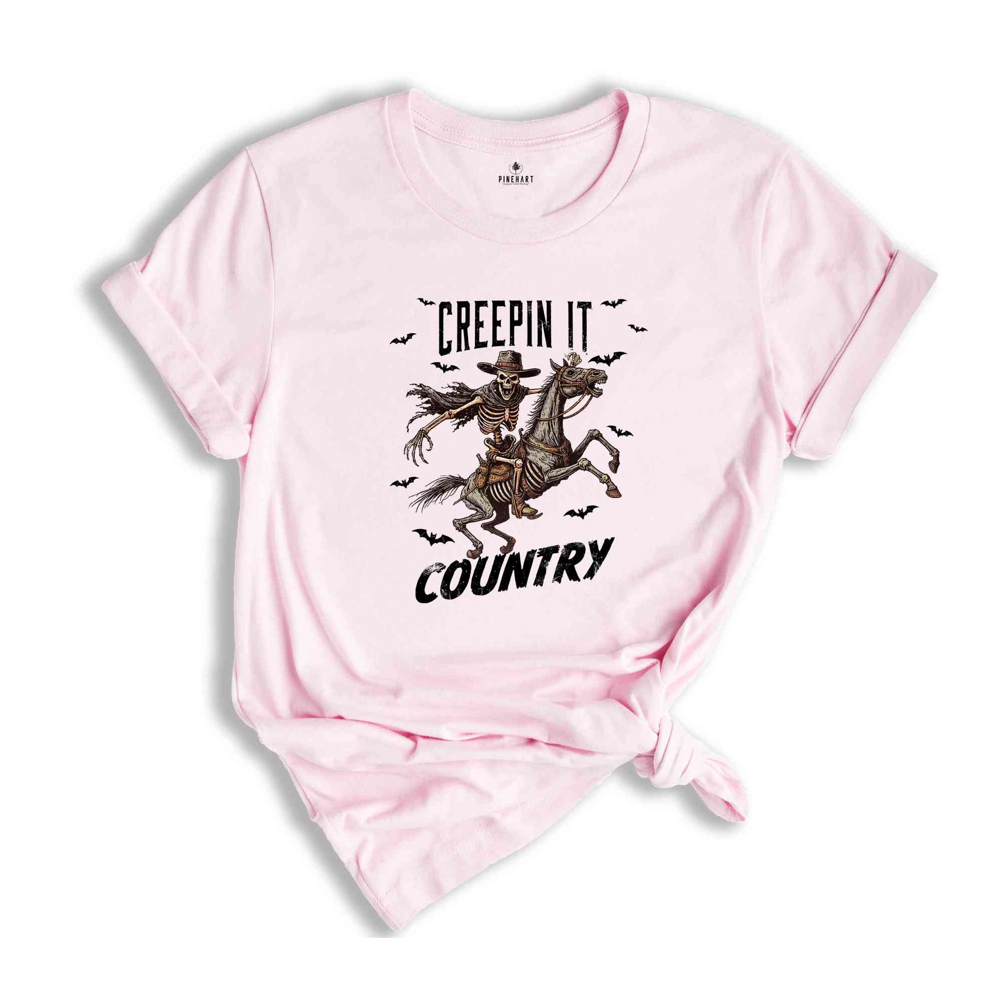 Creepin It Country Shirt, Halloween Skeleton Shirt, Funny Halloween Shirt, Western Halloween Shirt, Spooky Season Shirt, Cowboy Shirt