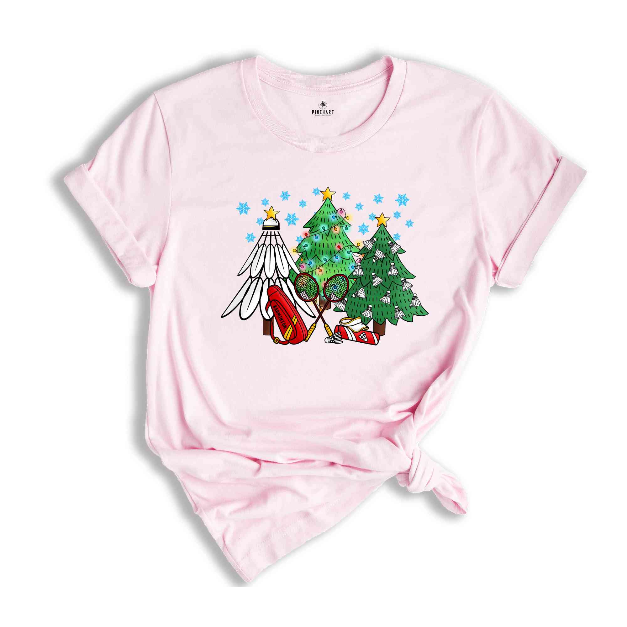 Christmas Badminton Tree T-Shirt, Sport Lover Tee, Badminton Lover Gift, Badminton Coach Shirt, Funny Badminton Shirt, Christmas Gift