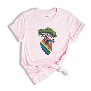 Progress Pride Shirt, Rainbow Pride Flag Gift, LGBT Shirt, Pride Month Festival Shirt, Inclusive Flag Shirt, Heart Tree of Life Shirt