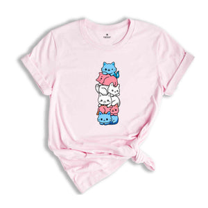 Transgender Pride Cat Shirt, LGBT Kawaii Cats T-shirt, Cute Anime Rainbow Gift, Gay Pride LGBTQ Shirt, Lesbian T-shirt