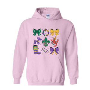 Coquette Mardi Gras Sweatshirt, Bow Mardi Gras Sweatshirt, Mardi Gras Hoodie, Ribbon Mardi Hoodie, Mardi Hoodie