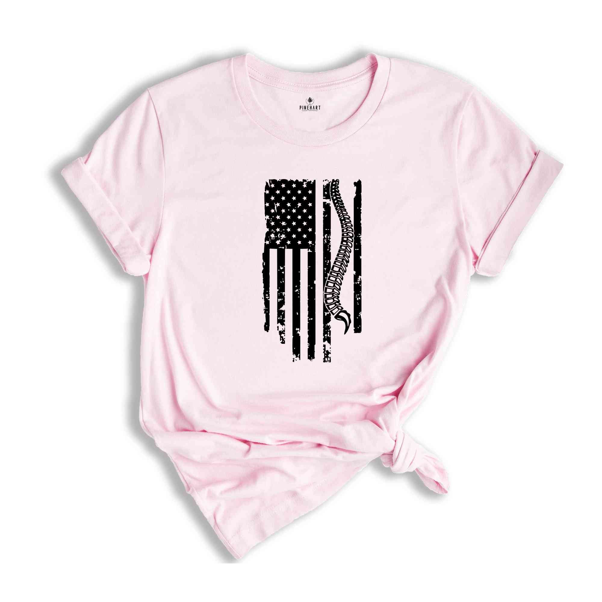 Chiropractor USA Flag Shirt, Patriotic Shirt, American Flag Spine Shirt, Chiropractic Gift, Physical Therapist, Chiropractic Student Tee