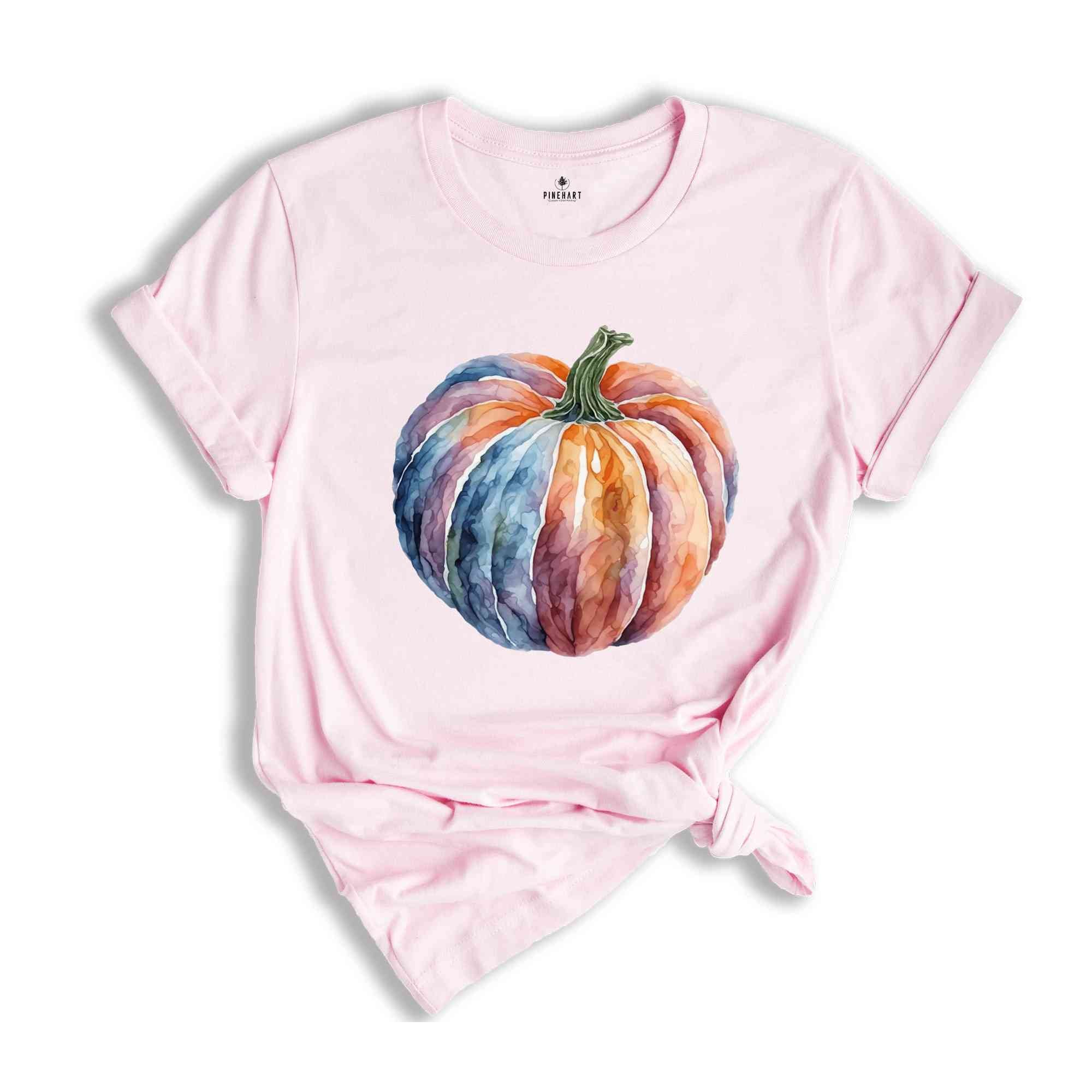 Watercolor Pumpkin T-shirt, Colorful Pumpkin Shirt, Halloween Shirt, Autumn Shirt, Cute Fall Shirt, Gifts For Halloween